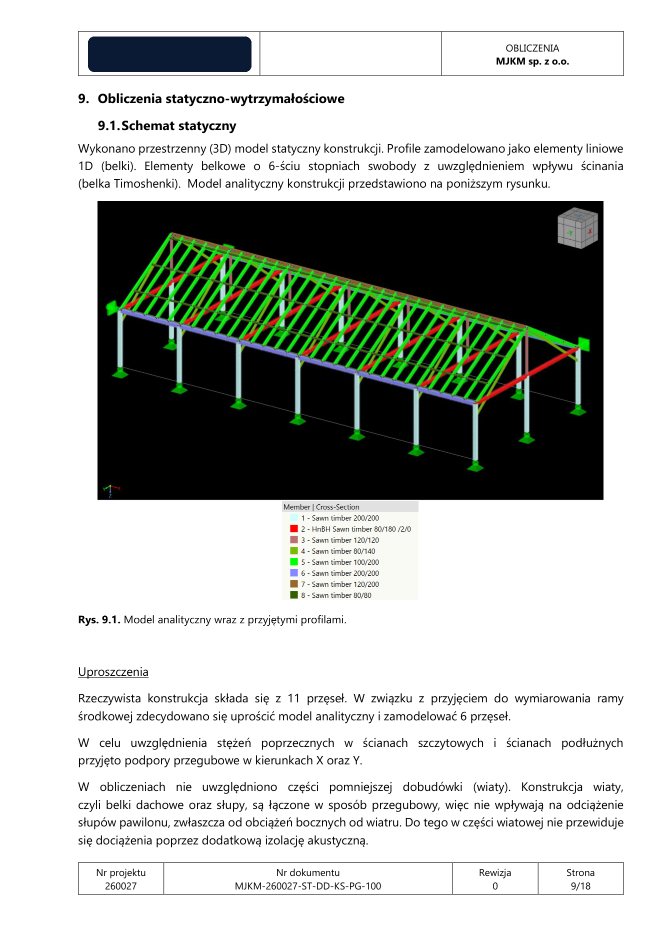 Schemat statyczny i model analityczny