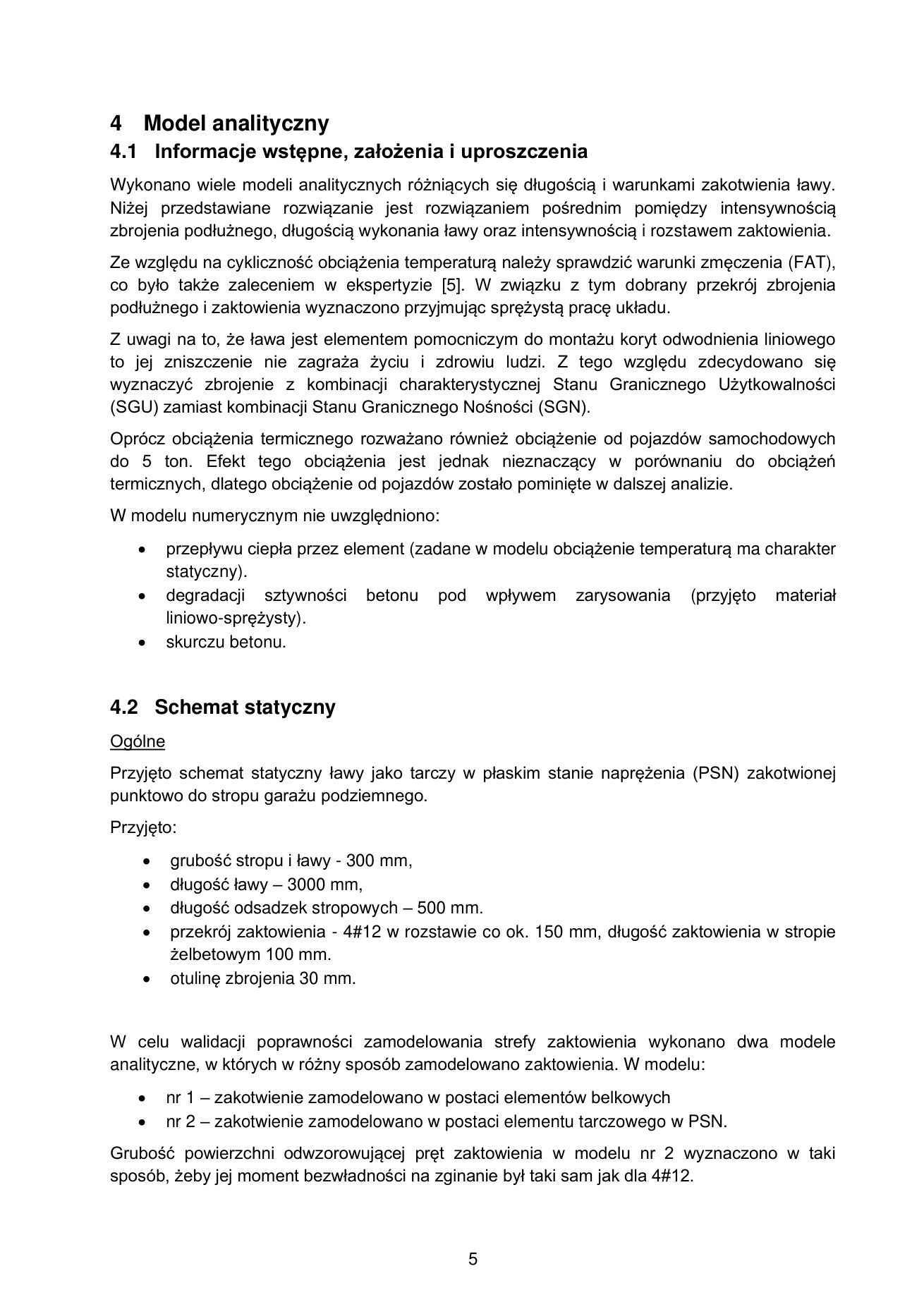 Model analityczny i schemat statyczny